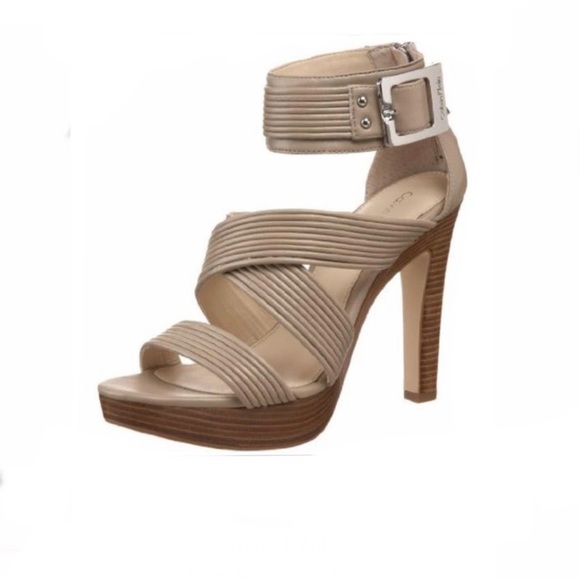 calvin klein susan patent platform pump